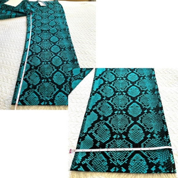 NWT SomethingNEW Kamala Wide Leg Snake Print Pants in Turquoise Blue Size 6 - Picture 12 of 15